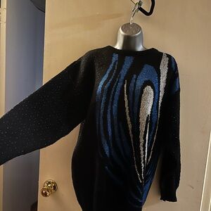 Sparkly Vintage Black/Blue/Silver Sweater